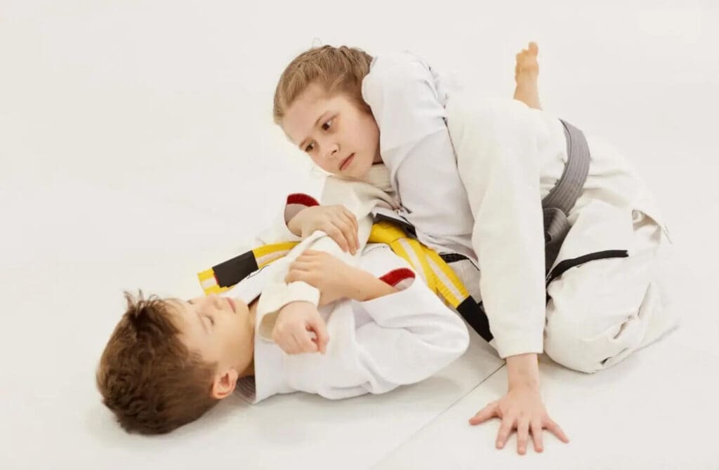 Safe partner drills taught during preschool self defense for beginner students
