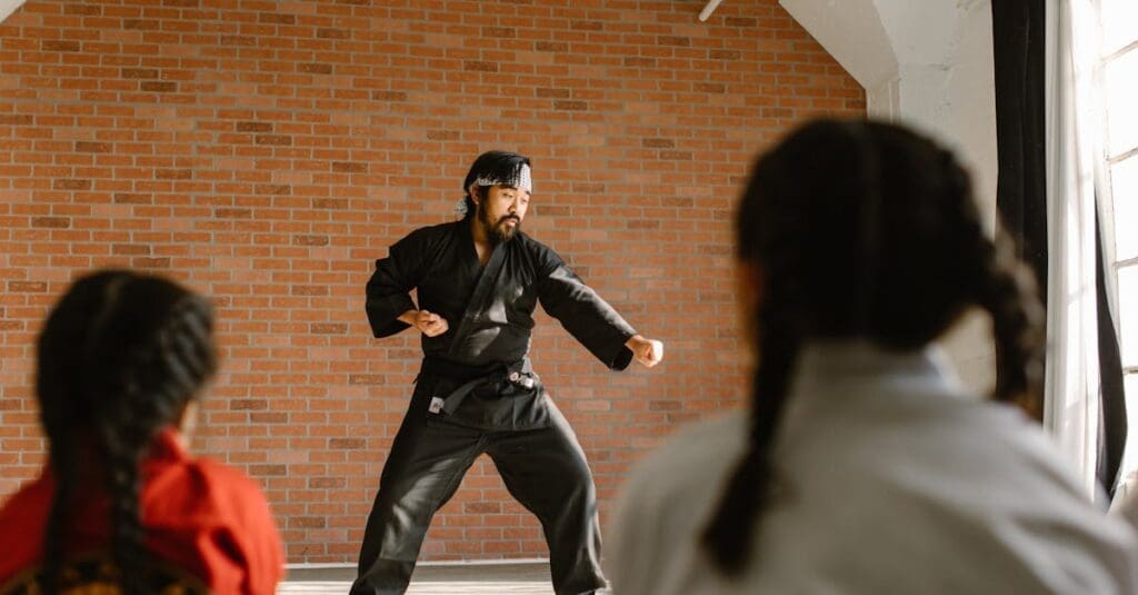 Instructor teaching punch technique during situational awareness drills